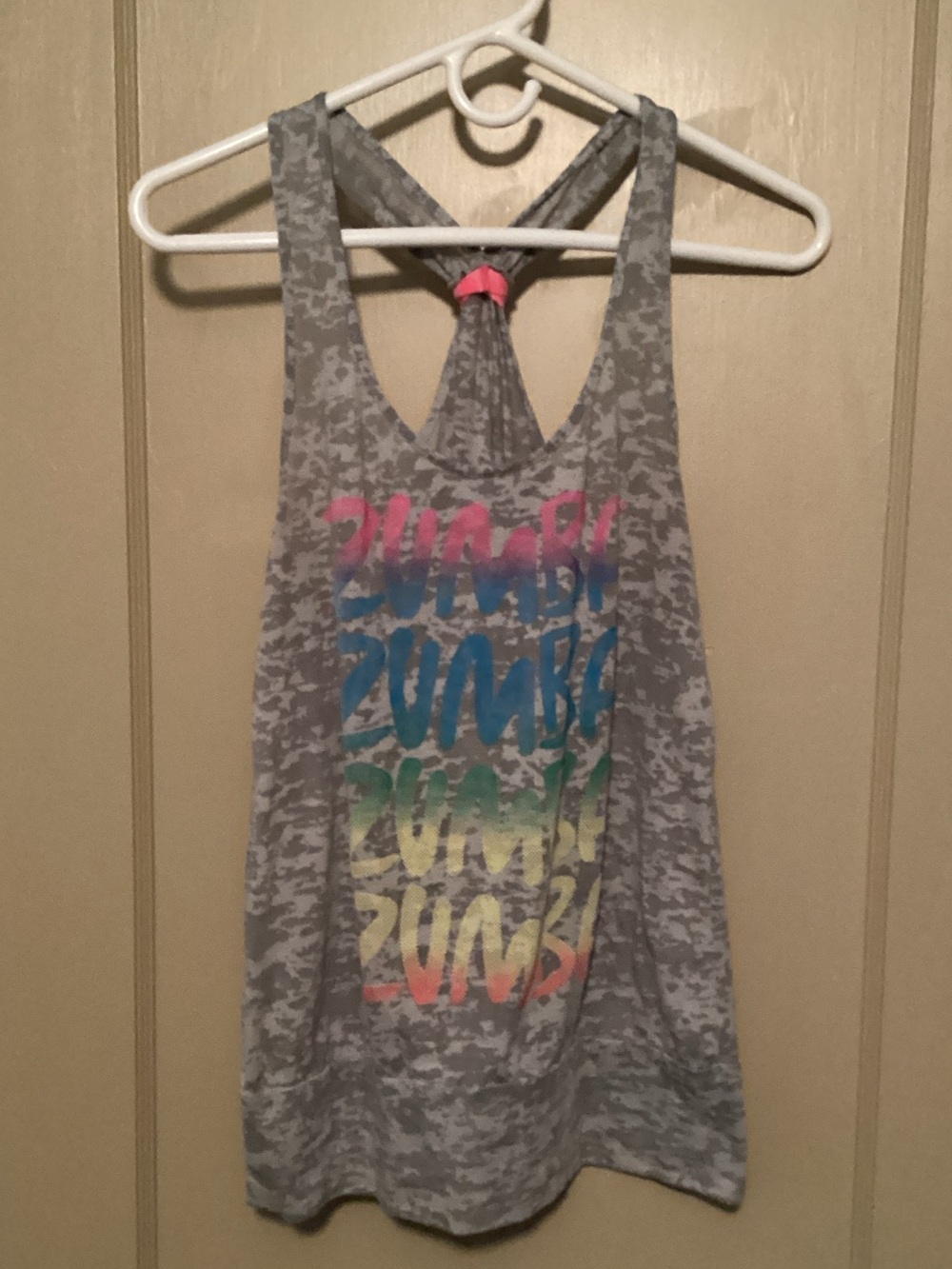 Zumba Fitness Gray Camo Tank with Rainbow Logo